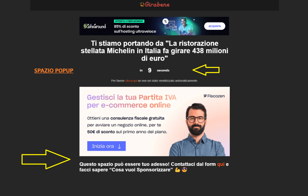 Promuovi annuncio 5 spazio popup